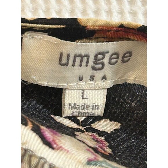 Umgee Women's‎ Floral Bell Sleeve Dress L  Black & Beige - Picture 5 of 8